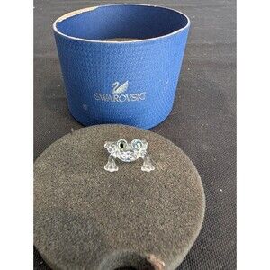 Swarovski Crystal Frog Figurine Green Eyes Mini w Original Box Austria